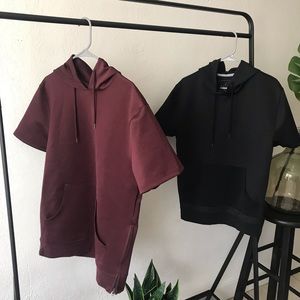 Stretch short sleeve hoodie. “Sold separately “